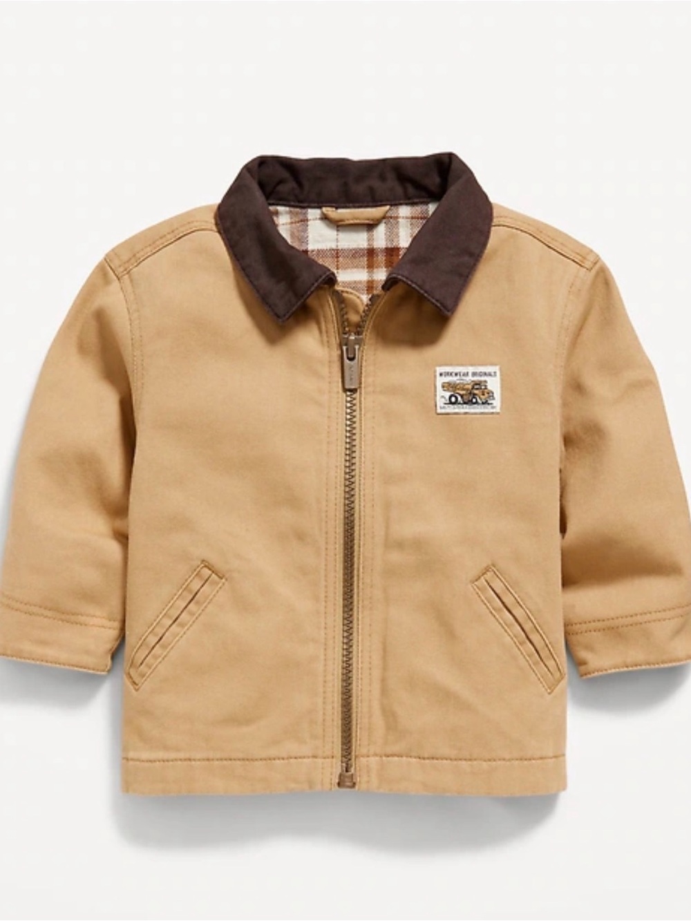 Old Navy Tan Jacket with Dark Brown Collar